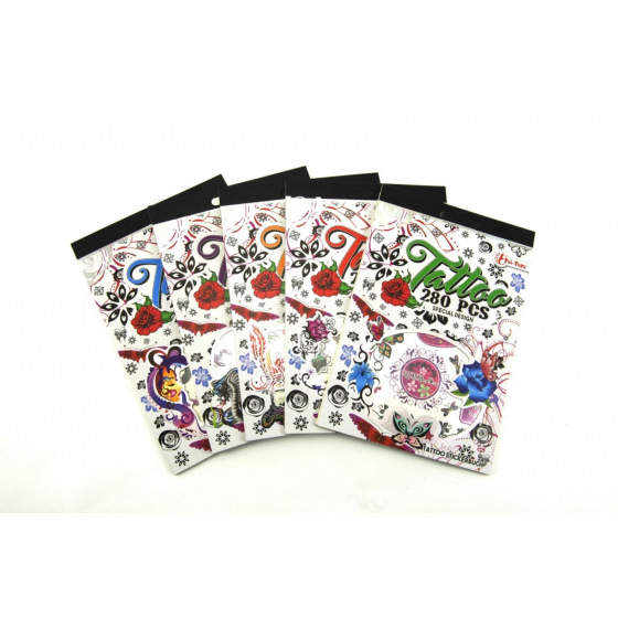 Teddies Bunte Tattoos 280 Stück im Block, Mix von Arten 12,5x18,5x0,3cm