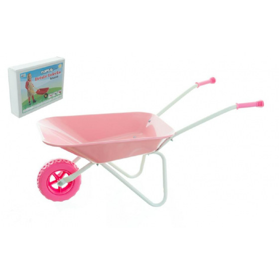 Teddies Kolečko plechové Yupee velké růžové 78x40x32cm v krabici