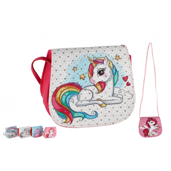 Teddies Handtasche/Tasche Einhorn mit Steinen aus Kunststoff, 4 Farben