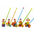 Teddies Strkadlo klaun tlačící 60cm dřevo s tyčkou mix barev v sáčku 12m+