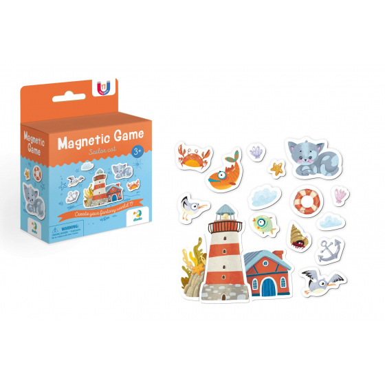DODO Gra magnetyczna Kot z latarnią morską plastik 20szt w pudełku 10x14x5cm