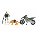 Teddies Militärset aus Kunststoff Motorrad, Soldat, Hund mit Zubehör in Schachtel 23x14x4cm
