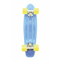 Teddies Skateboard - pennyboard 60cm nosnost 90kg, kovové osy, modrá barva, žlutá kola