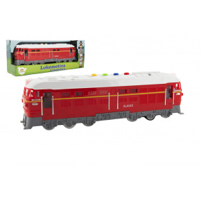 Teddies Lokomotíva / Vlak červená plast 34cm na batérie so zvukom so svetlom v krabičke 41x16x12cm