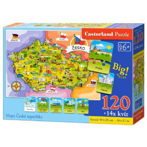 SMT Creatoys Puzzle Mapa České republiky 120 dílků + 14 kvízů naučné 40x28cm v krabici