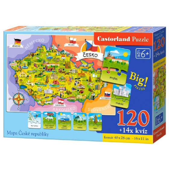 SMT Creatoys Puzzle Mapa České republiky 120 dílků + 14 kvízů naučné 40x28cm v krabici