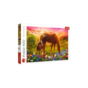Trefl Puzzle Rodina koní 500 dílků 48x34cm v krabici 40x26,5x4,5cm Trefl Puzzle Rodina koní 500 dílků 48x34cm v krabici 40x26,5x4,5cm
