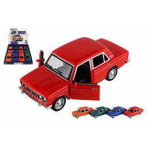 Teddies Auto retro plastikowe 18cm na baterie ze światłem i dźwiękiem na mechanizm sprężynowy 4 kolory 8 sztuk w pudełku