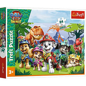Trefl Puzzle Maxi 24 dielikov Labková patrola/Paw Patrol Dino Movie: Prehistorické priateľstvo 60x40cm v krab