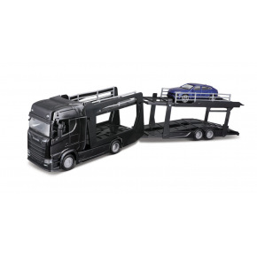 Bburago - STREET FIRE, Kamion s návěsem Multicar Carrier Scania 770S + Lamborghini Urus, 1:43
