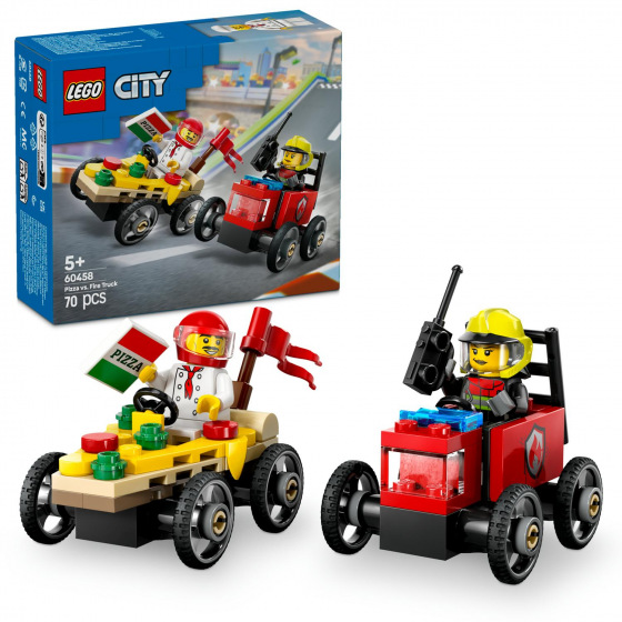 LEGO City 60458 Rennpaket: Pizzalieferung vs. Feuerwehrfahrzeug