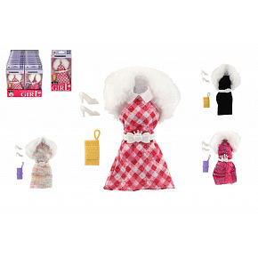 Teddies Šaty/Oblečky s doplňky na panenky mix druhů v krabičce 11x23cm 24ks v boxu