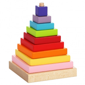 Rappa CUBIKA Kolorowa piramida - drewniana układanka 9 elementów