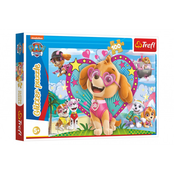 Trefl Puzzle Paw Patrol/PAW Patrol glitzernd 100 Teile 48x34cm in Schachtel 33x23x4cm