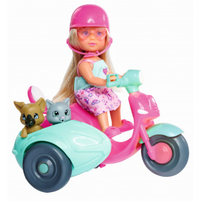 Simba Lalka Simba Evička na skuterze z wózkiem bocznym