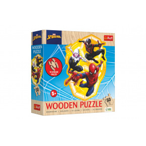 Trefl Puzzle dřevěné nepravidelné tvary Spiderman 50 dílků 19,7x26,6cm v krabici 20x20x6cm