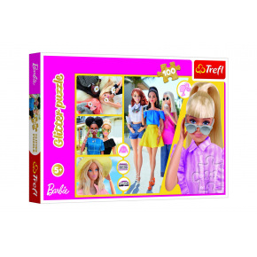 Puzzle Glitter Třpytivá Barbie 48x34cm 100 dílků v krabici 33x23x4cm