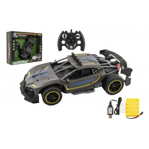 Teddies Auto RC Sport antracit vypouštějící páru 33cm plast 2,4GHz na bat.+dobíjecí pack v krabici 43x36x13