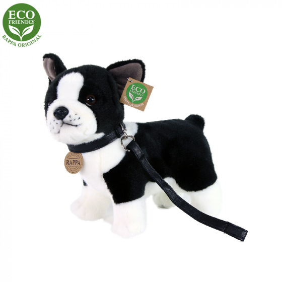 Rappa Plüschhund Französische Bulldogge mit Leine stehend 23 cm ECO-FRIENDLY