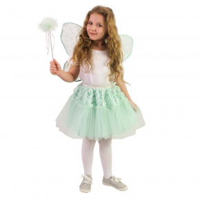Rappa Detský kostým tutu sukne kvetinová víla Zvonilka s paličkou a krídlami e-obal