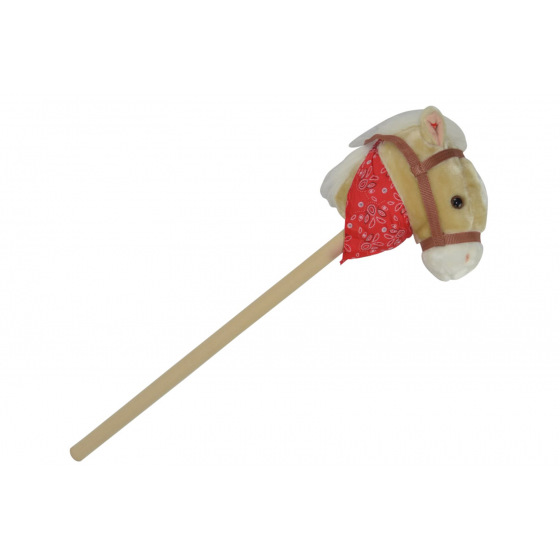 Teddies Kůň na tyči plyš 80cm na baterie se zvukem béžový v sáčku