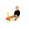 Teddies Lokomotive/Zug Domino Bau Kunststoff 16cm batteriebetrieben mit Sound und Licht in Schachtel 33x23,5x8cm