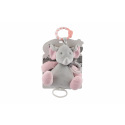 Teddies Elefant Aufzieh-Spieluhr Rassel Plüsch 16,5x21,5cm grau-rosa auf Karte im Beutel 0+