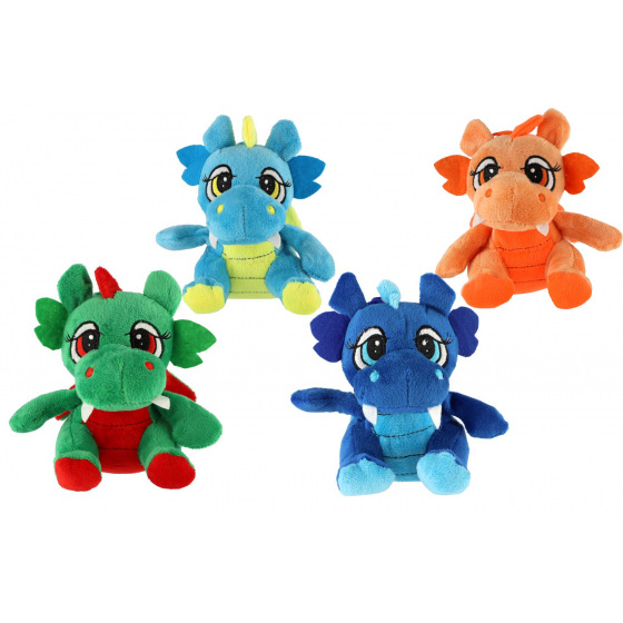 Teddies Drache sitzend Plüsch 15x18cm 4 Farben 0+