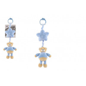 Teddies Miś Teddies z pluszową zasłonką w gwiazdki./... zwijana zabawka maszyna 48cm niebieska na karcie w torbie 0+