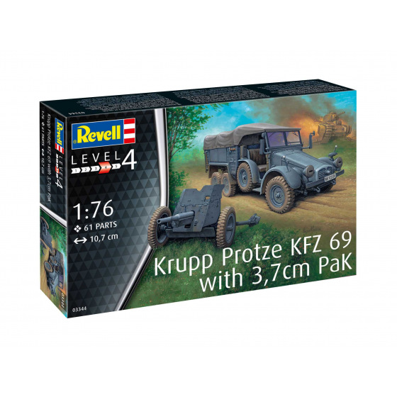 Revell Plastikmodellbausatz Militär 03344 - Krupp Protze KFZ 69 mit 3,7cm Pak (1:76)