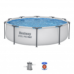Bestway Basen naziemny okrągły Steel Pro MAX, filtracja kartuszowa, średnica 3,05m, wysokość 76cm
