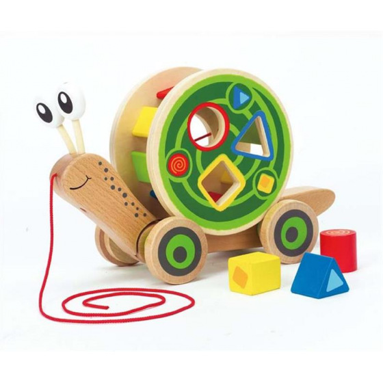 Hape Nachziehschnecke mit geometrischen Steckformen
