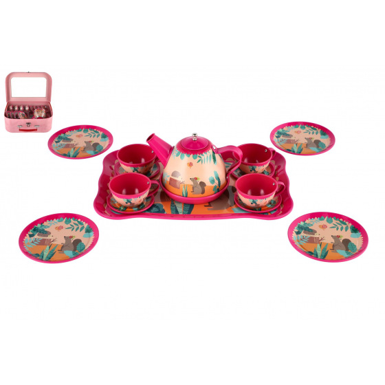 Teddies Teeservice aus Blech 15-teilig im Koffer 29x20x10,5cm