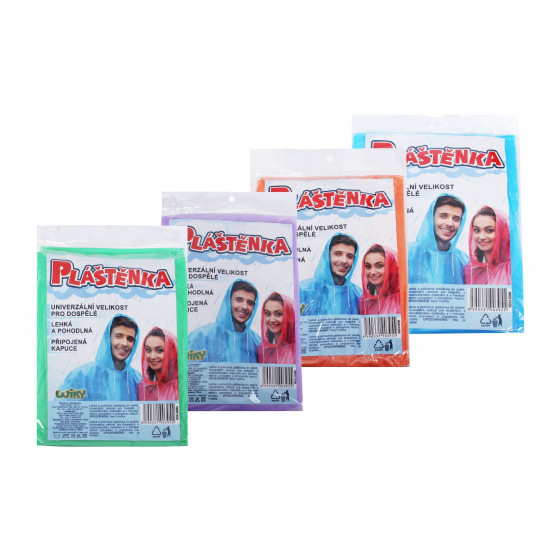 Wiky Pláštěnka universální velikost pro dospělé 140x76cm 5 barev v sáčku 14x22cm