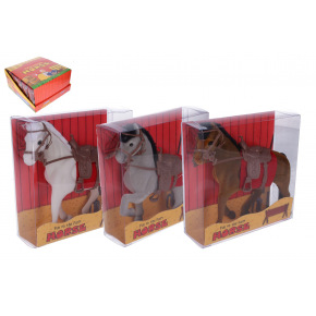 Wiky Kôň sa sedlom flíska 16cm 3 farby v krabičke 16x16x5,5cm 12ks v boxe