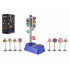 Teddies Ampel mit Schildern aus Kunststoff 14x24cm batteriebetrieben mit Licht und Ton in Schachtel 14x24,5x9cm