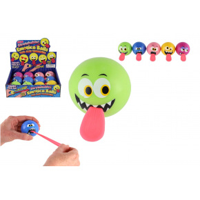 Teddies uśmiechnięta piłka z językiem gumowy 5cm na baterie ze światłem 5 kolorów 12 szt. w pudełku