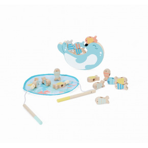 Rappa Hra magnetická dřevěná rybolov 24 dílů