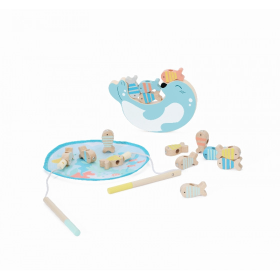 Rappa Hra magnetická dřevěná rybolov 24 dílů