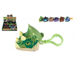 Teddies Přívěsek na klíče hlava dinosaurus kousací plast 6cm na setrvačník