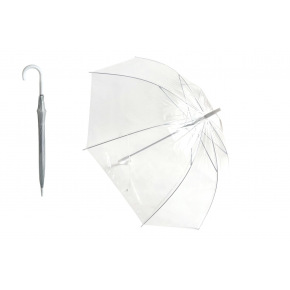 Teddies Dáždnik priehľadný biely plast / kov 82cm v sáčku