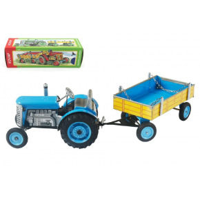 Kovap Traktor Zetor s prívesom modrý na kľúčik kov 28cm Kovap v krabičke