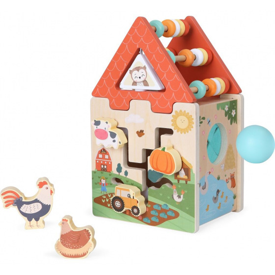 Rappa 2Kids Toys Motorická kostka Farma 2 v 1