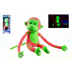 Teddies Pluszowe Wiky Monkey świecące w ciemności 45x14cm różowo-zielone w pudełku