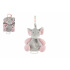 Teddies Elefant Aufzieh-Spieluhr Rassel Plüsch 16,5x21,5cm grau-rosa auf Karte im Beutel 0+