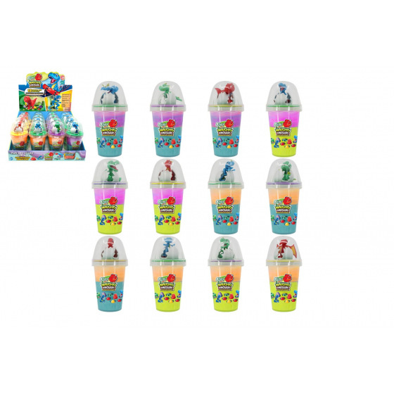 Sliz - hmota Slimy 155g s dinosaurem 14x7cm 4 barvy v kelímku