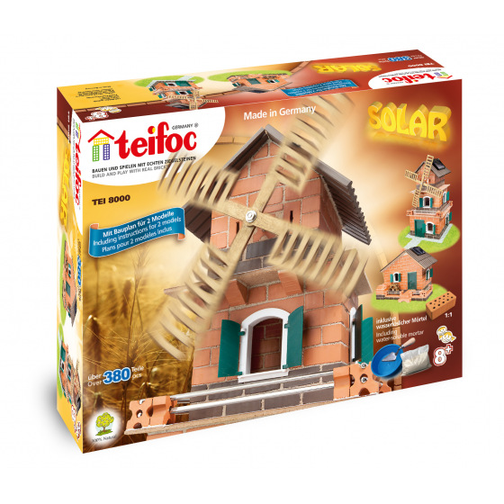 Směr Teifoc Baukasten Mühle - Solarantrieb 380 Stück in der Box 44x33x11cm