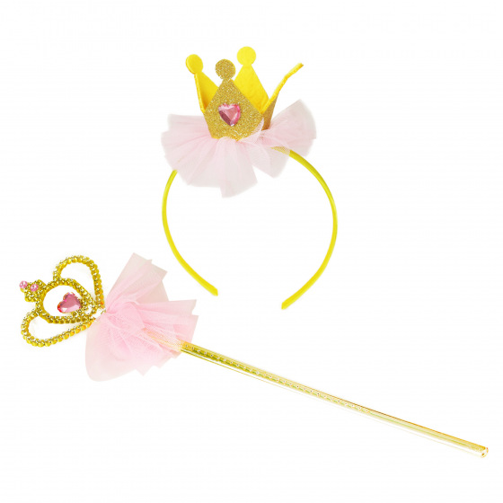 Rappa Stirnband Prinzessin mit Krone und Zauberstab