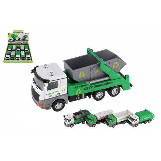 Teddies Auto nákladní městské úklidové služby kov/plast 14cm na zpětné natažení 4 druhy