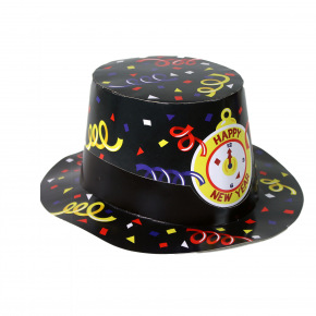 Rappa Papierový klobúk čierny HAPPY NEW YEAR 12 ks v boxe